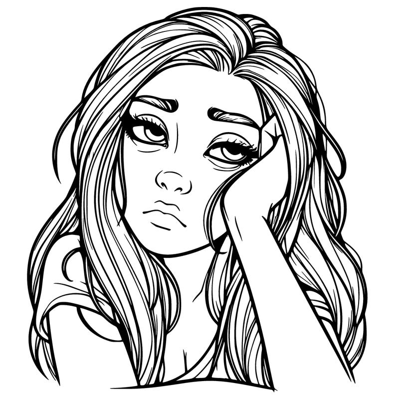 realistic tired pretty girl