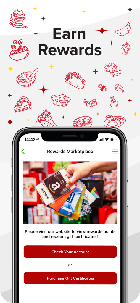 352 Delivery app rewards marketplace screen showing gift card options
