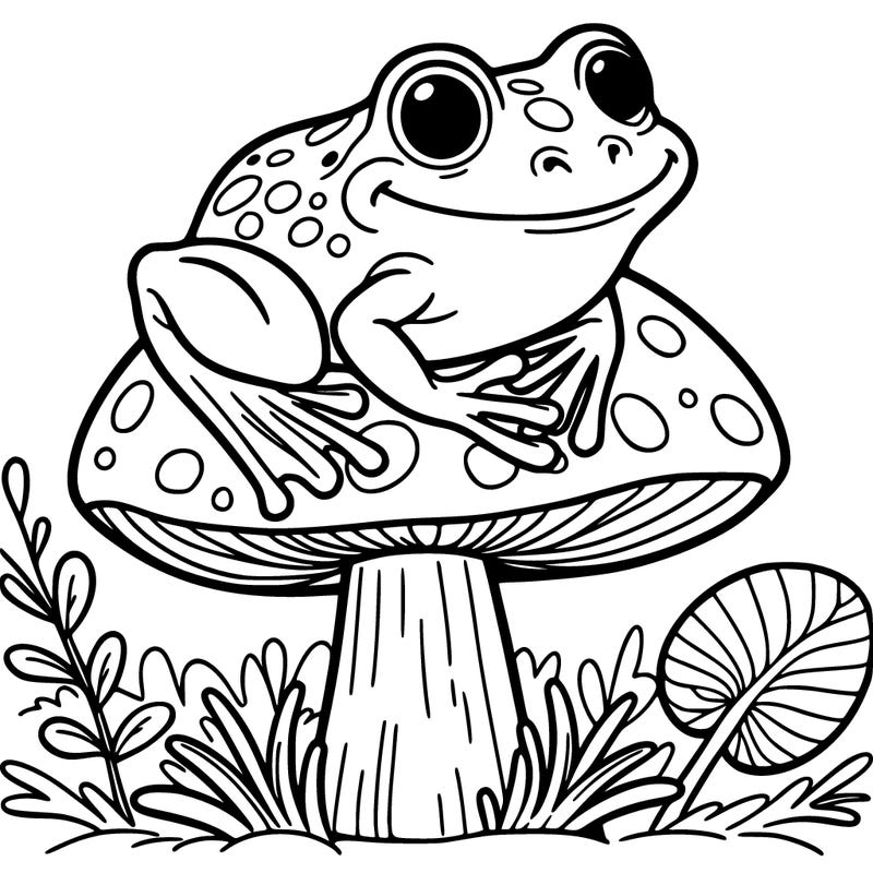 a frog on a mushroom