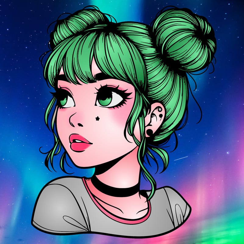 realistic girl with spacebuns