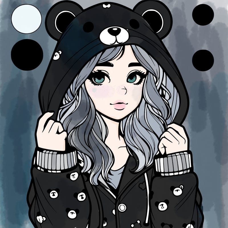 realistic girl in a animal pjs hoodie