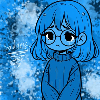 sad girl with glasses in a sweater