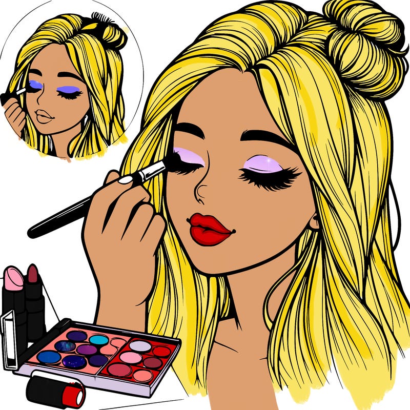 realistic girl doing makeup