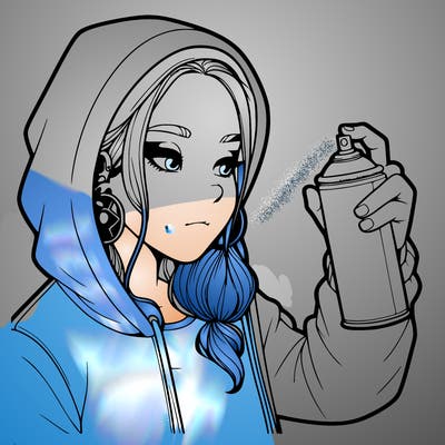 a realistic girl, spray painting