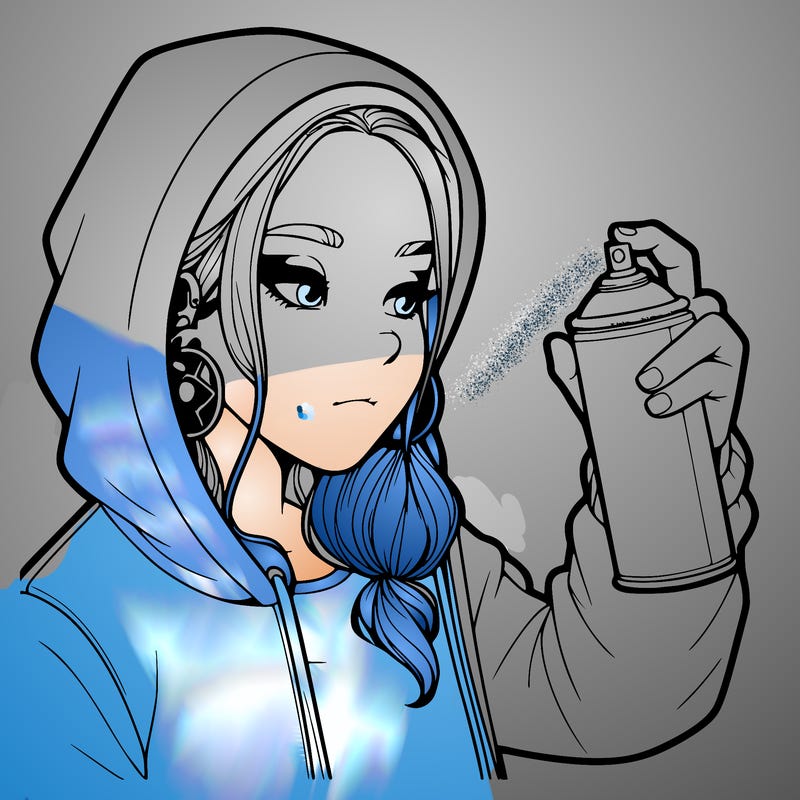 a realistic girl, spray painting