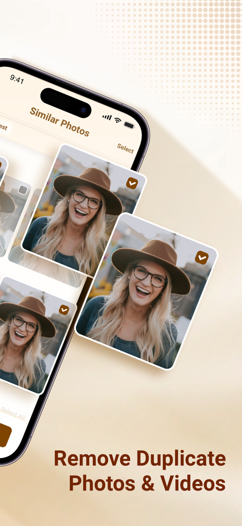 Space Cleaner: File Manager - Interfaz de la app móvil que identifica fotos similares para eliminarlas y optimizar el almacenamiento del dispositivo.