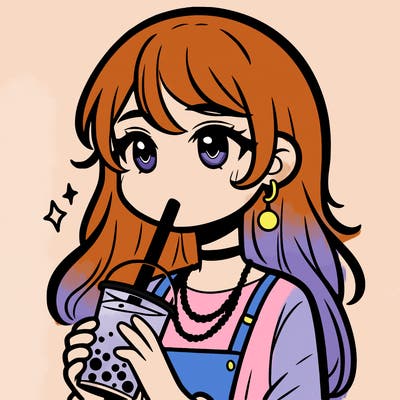 teenage girl drinking boba