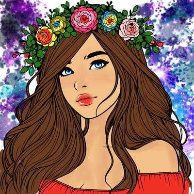 realistic girl with flower crown