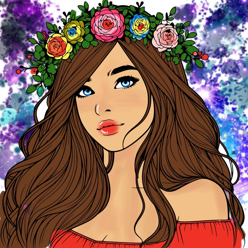 realistic girl with flower crown