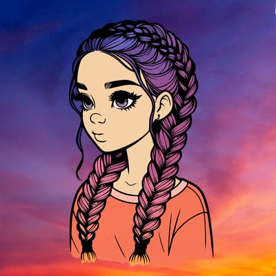 realistic girl with braids