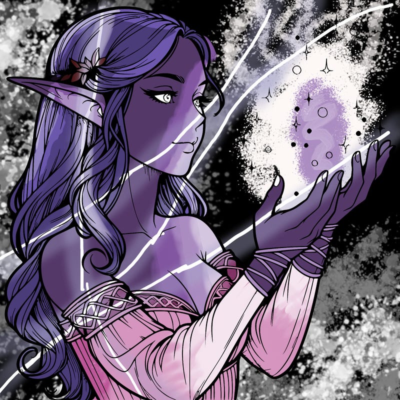 realistic elf girl doing magic