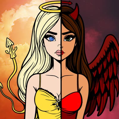 devil vs angel realistic girl