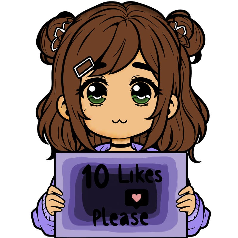 a girl with a sign saying 10 likes please