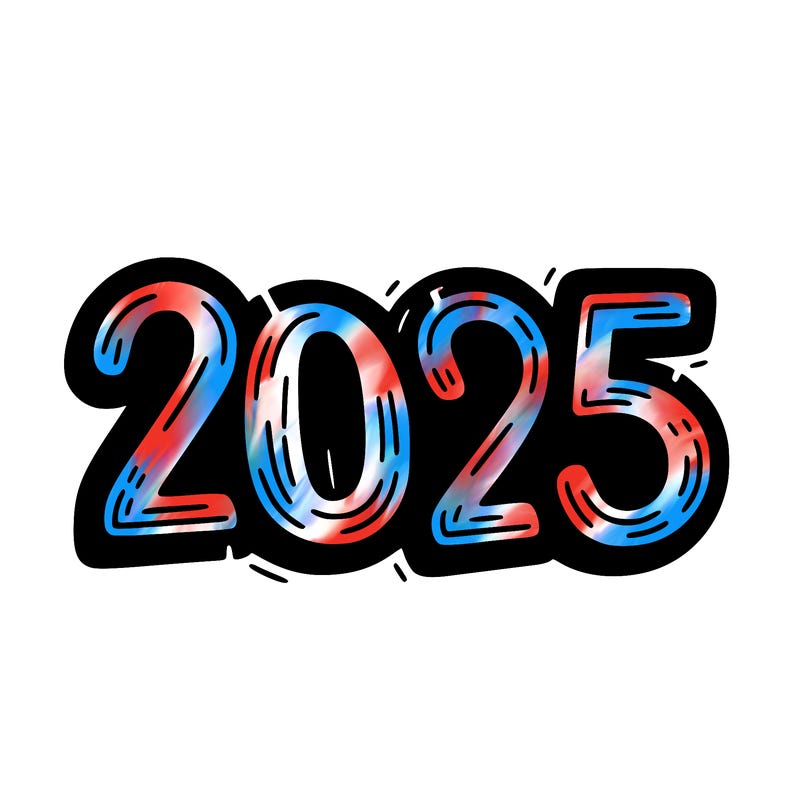one line scrawled numbers sketch design “2025”