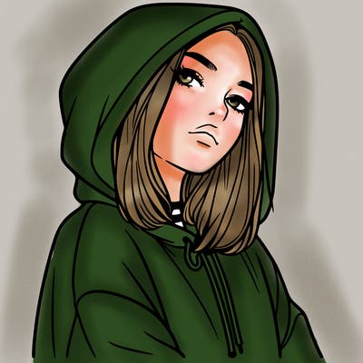 a realistic girl in a hoodie