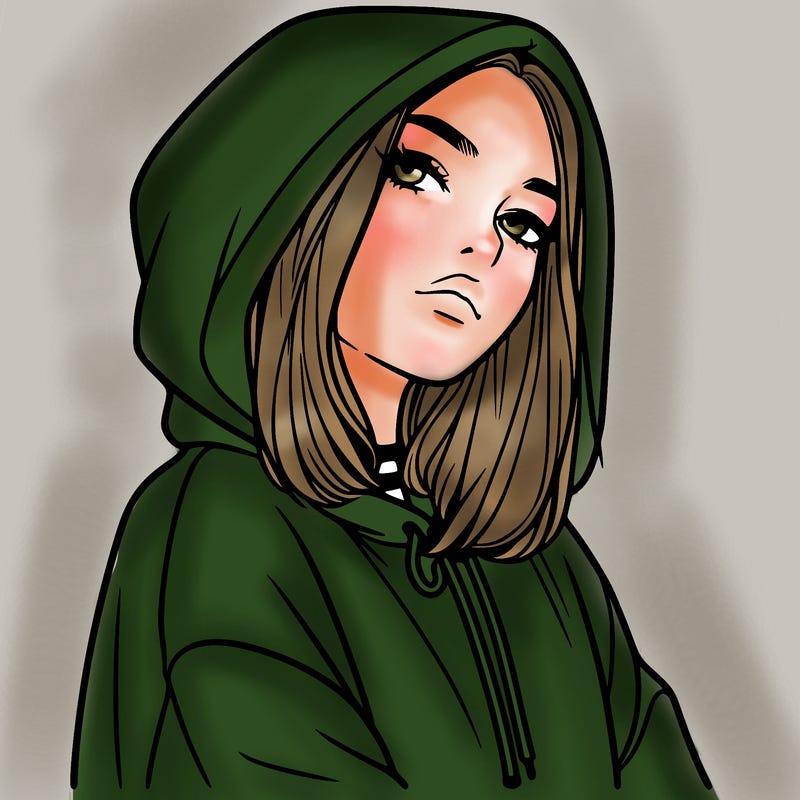 a realistic girl in a hoodie