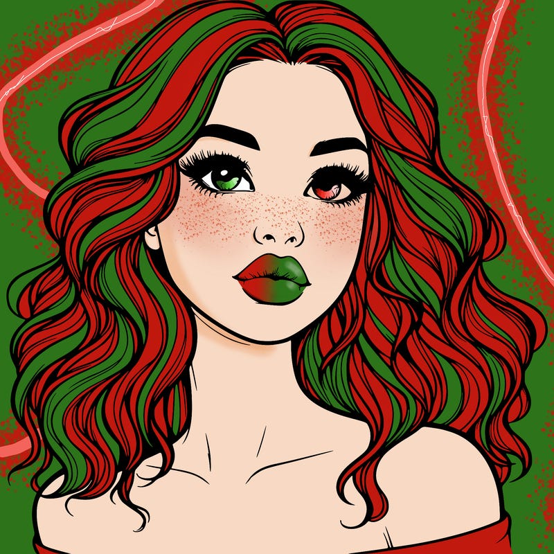 realistic girl with wavy hair and lips
