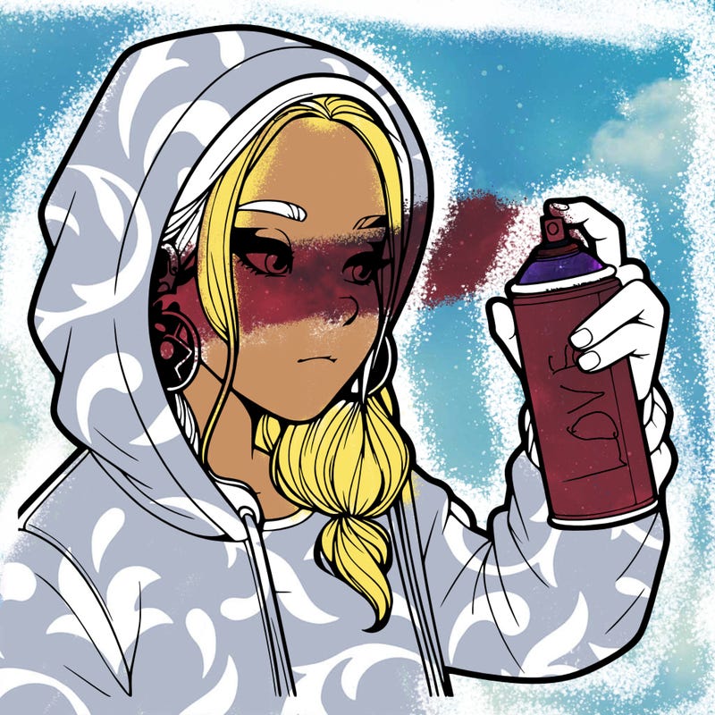 a realistic girl, spray painting