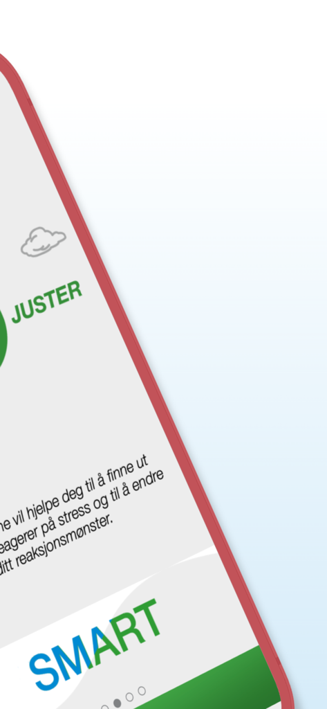 SMART - verktøykasse fra RVTS - Nahaufnahme der SMART-Stressmanagement-App-Oberfläche, die den Abschnitt 'Anpassen' zeigt