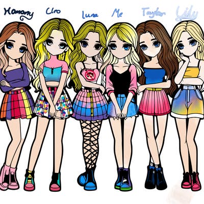 a group of girls realistic