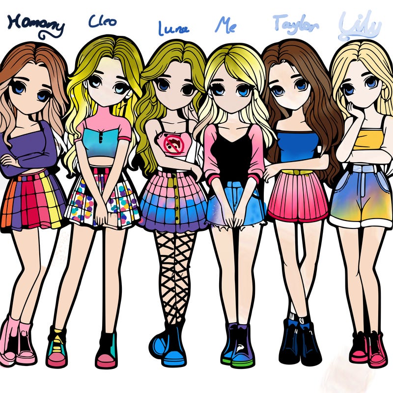 a group of girls realistic