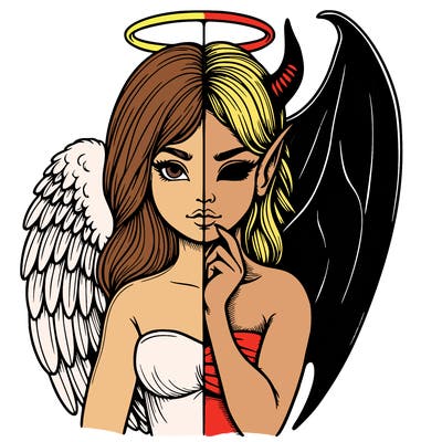 realistic angel half demon