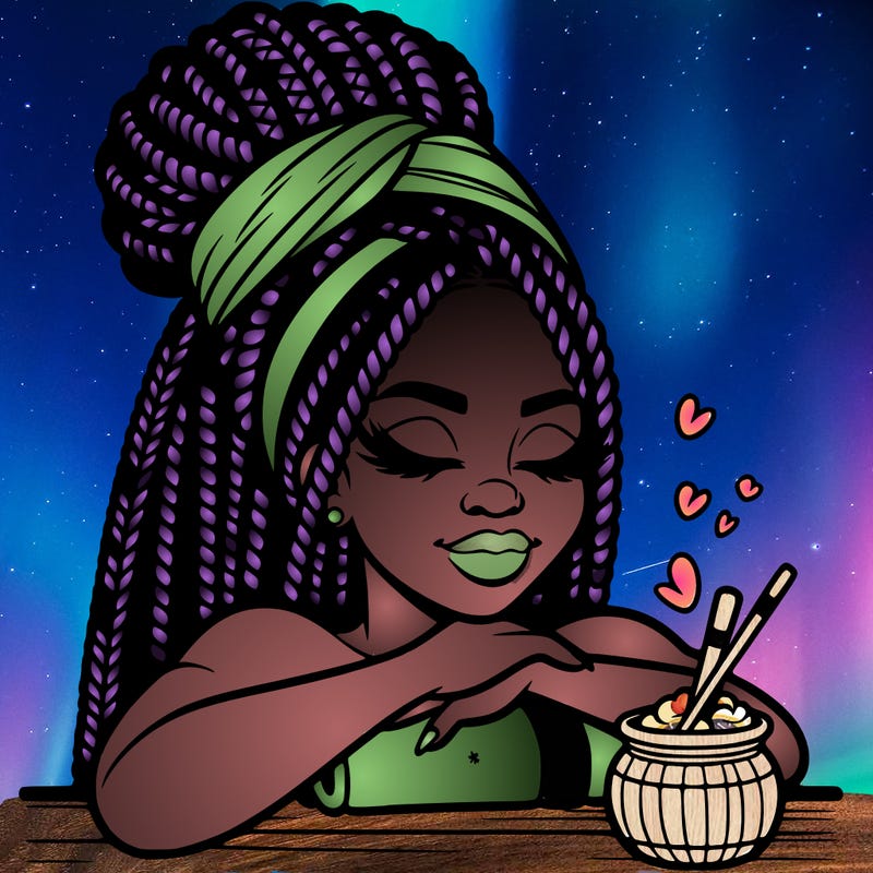 a black woman that looks realistic with braids tied in a bun having a self care day at the spa