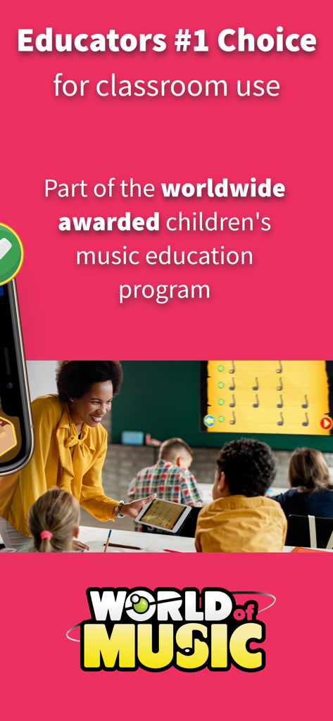 Learn music: Rhythmic Village - A teacher using the Rhythmic Village music app with children in a classroom setting.