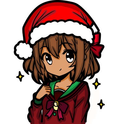 anime girl wearing a santa hat