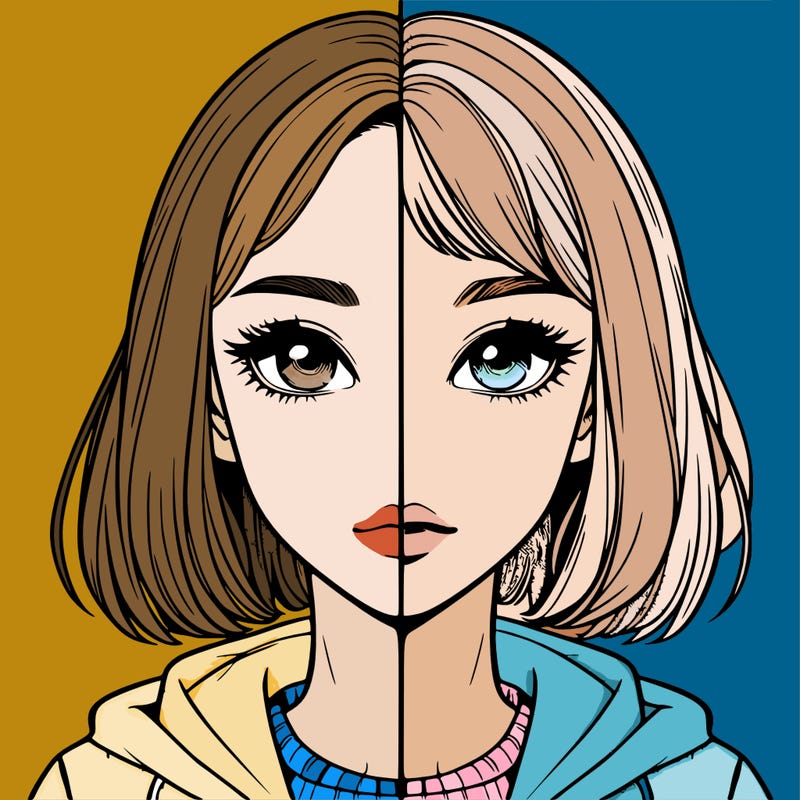split realistic girl
