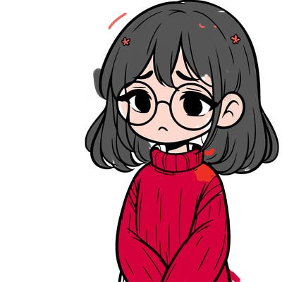 sad girl with glasses in a sweater