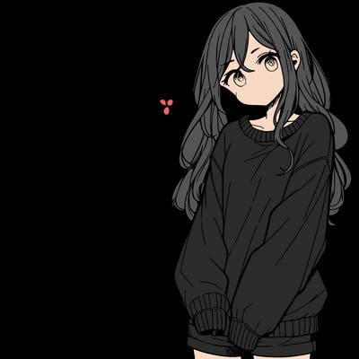 manga teen girl  in a sweater and baggy pants