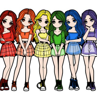 a group of girls realistic