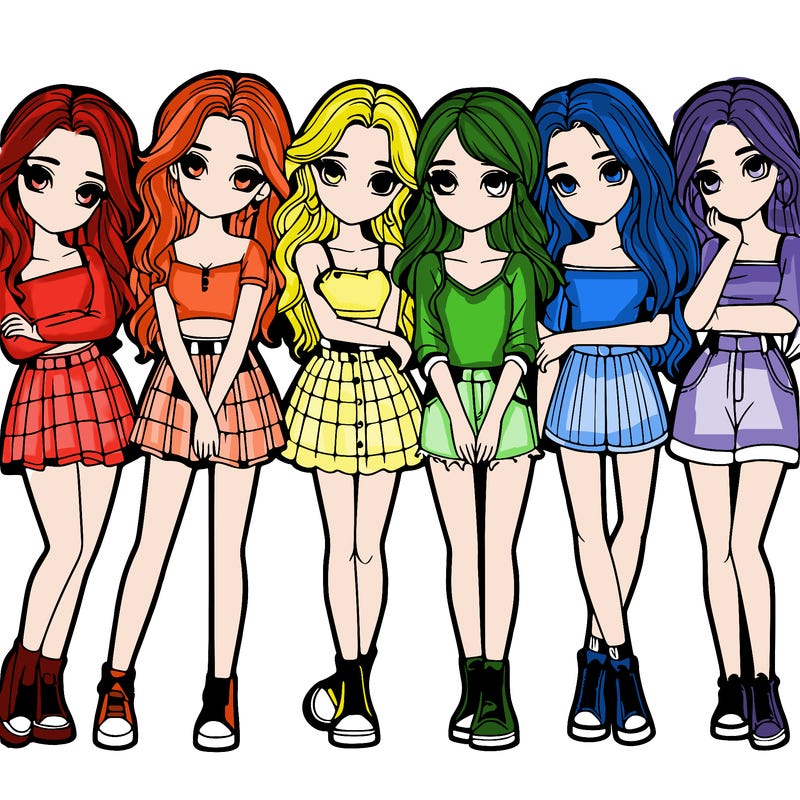 a group of girls realistic