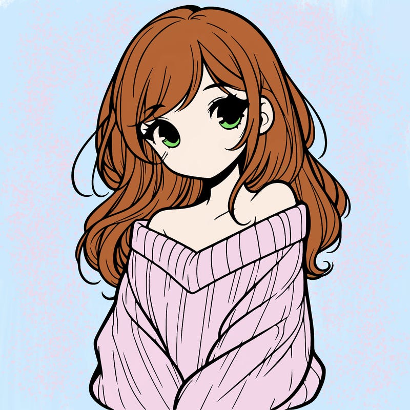 shy pretty girl wearing a sweater that is falling off one shoulder portrait