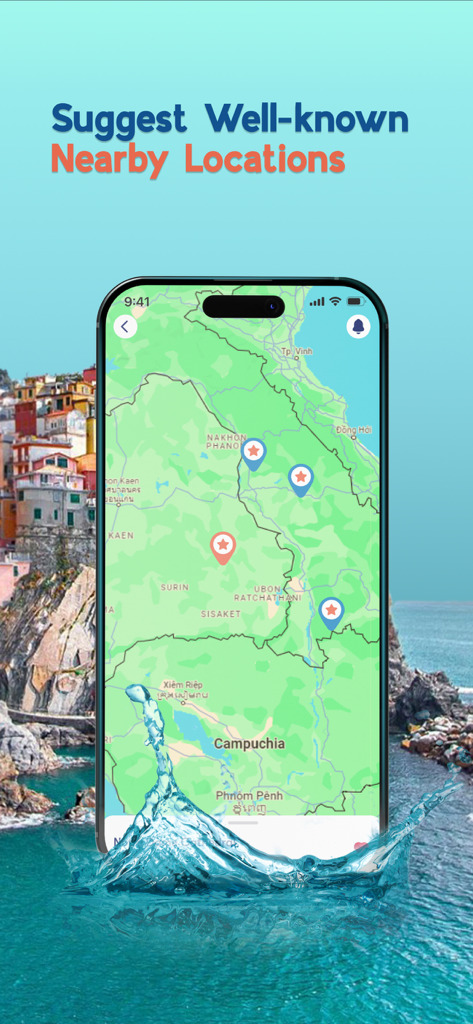 Flight Tracker - Air Traffic - A mobile phone screen showing suggested well known locations on a flight tracker map.
