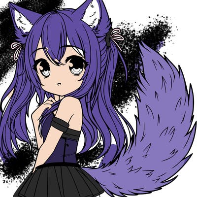a realistic girl with wolf ears and a tail