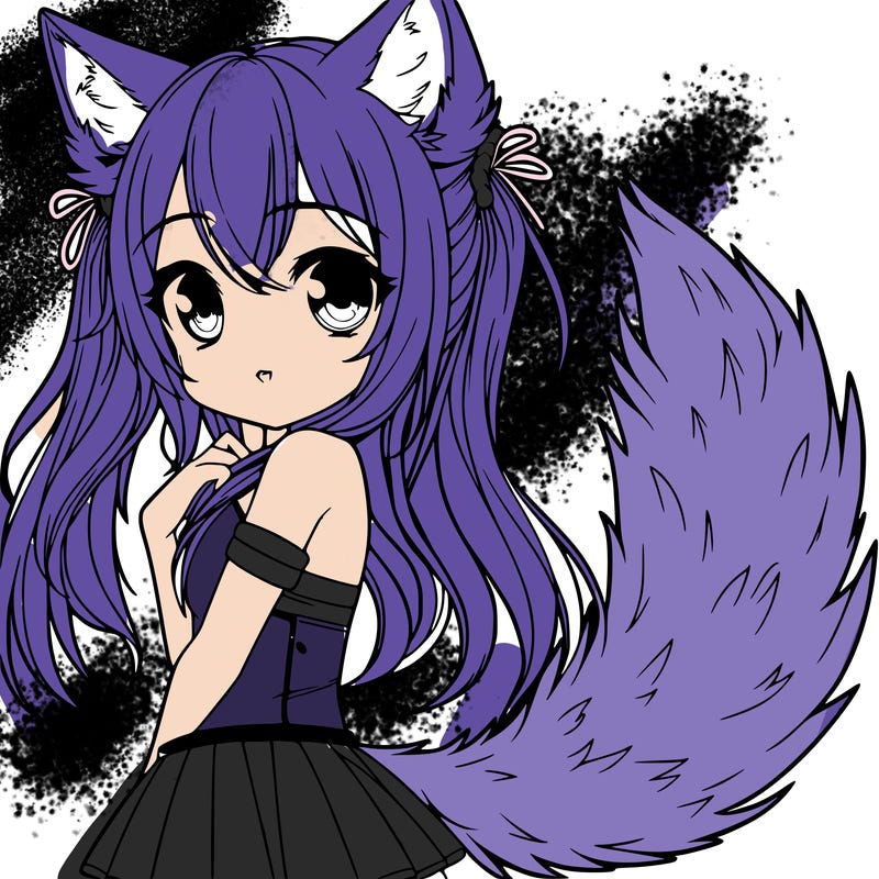 a realistic girl with wolf ears and a tail