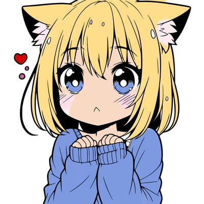 shy anime catgirl