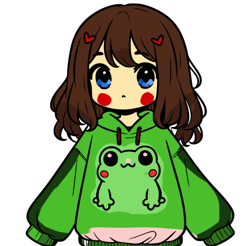 girl wearing frogging sweatshirt