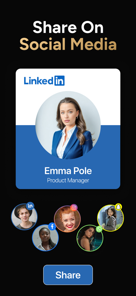 Momo - AI Photo Generator - Momo AI Photo Generator interface showing professional headshots ready to share on LinkedIn and social media platforms