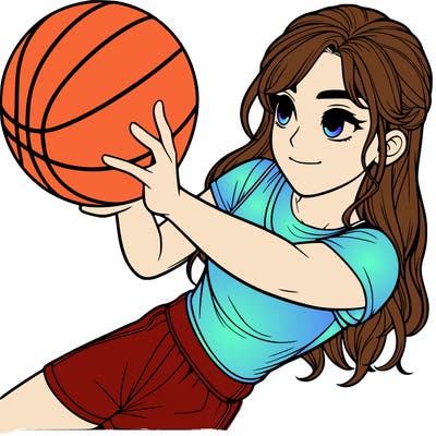 realistic girl playing basketball