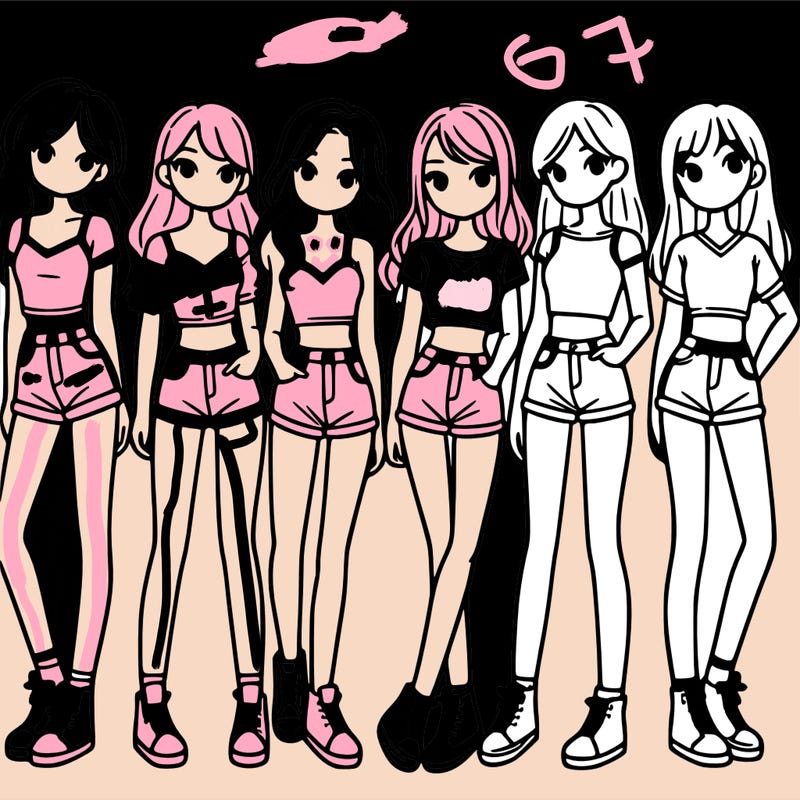 a group of girls wearing crop tops and shorts