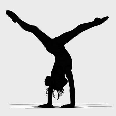 realistic gymnastic hand stand girl in four splits