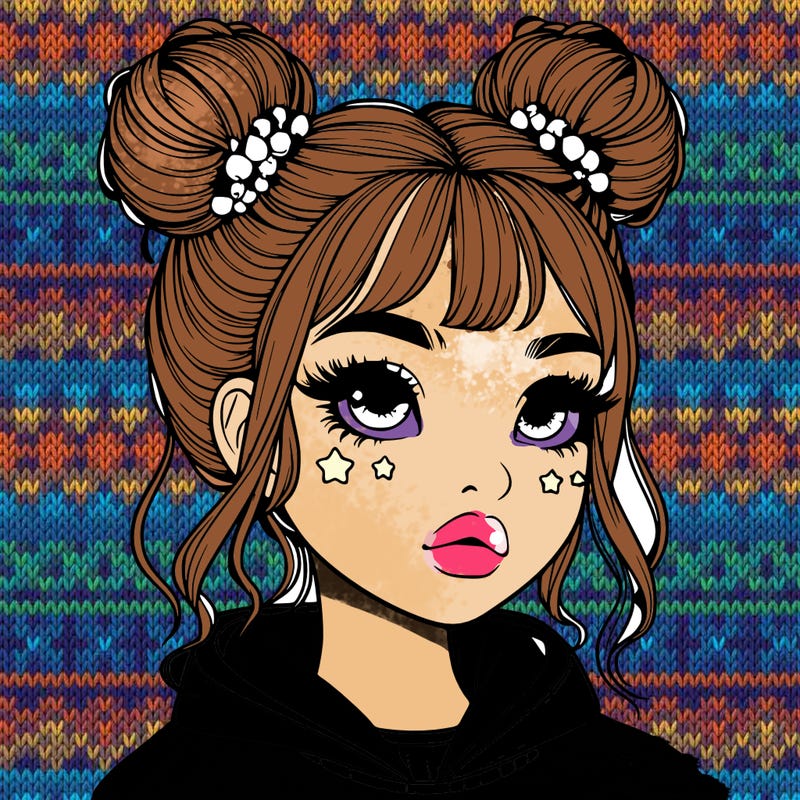 realistic girl with space buns