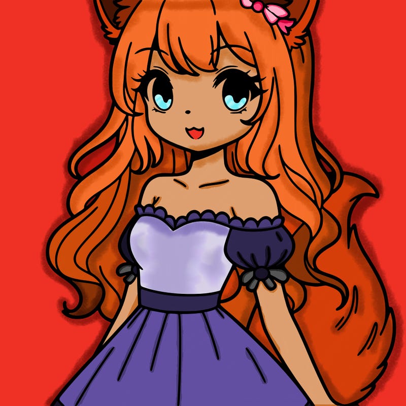 girl with fox ears and tail