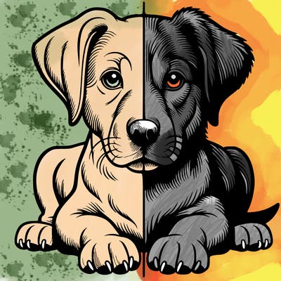 realistic dog split picture