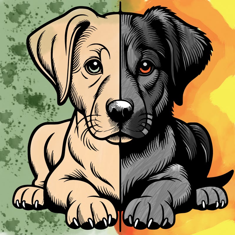 realistic dog split picture