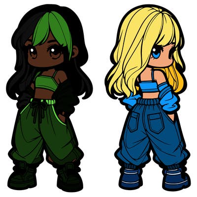 girl in crop top and baggy pants