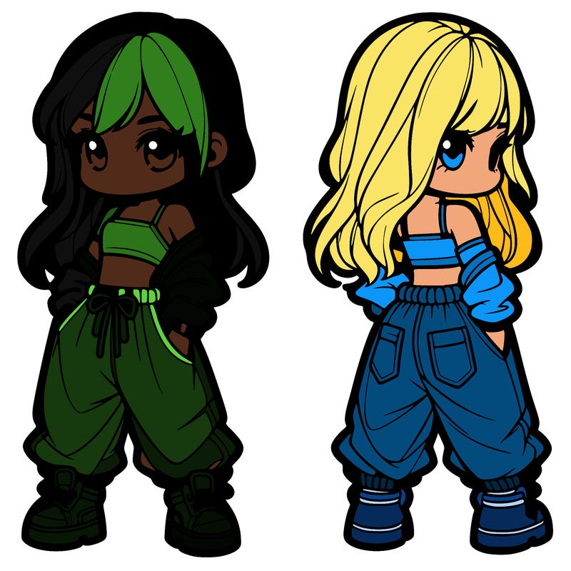 girl in crop top and baggy pants